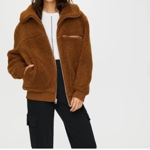 Wilfred Free Teddy Sherpa Jacket size XS burnt orange cozy winter coat - Picture 3 of 13